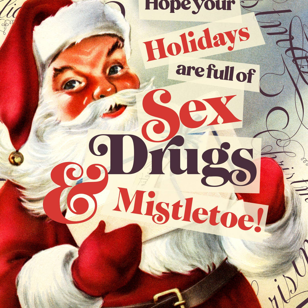 Sex+Drugs+Santa Christmas Card