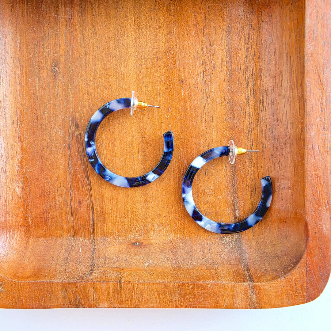 Camy Hoop Earrings - Midnight Marble