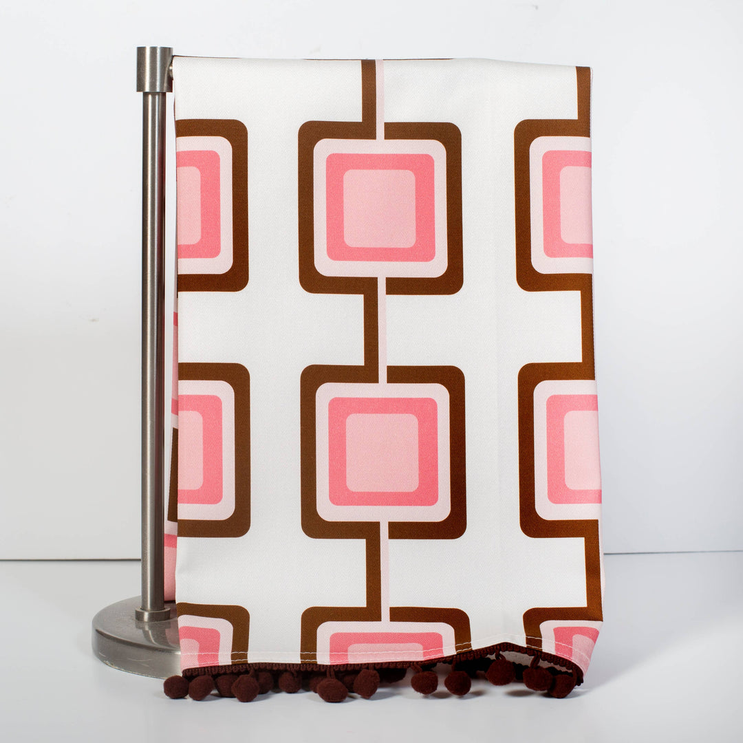 Retro Square Pink Mid Century Modern Bar Kitchen Tea Towel