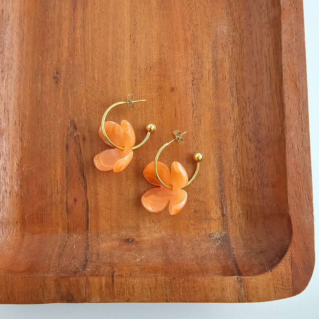 Primrose Hoop Earrings - Tangerine Orange
