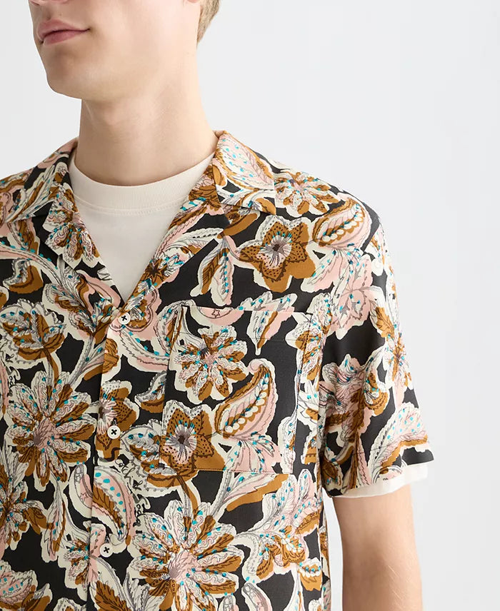 Printed Viscose Regular-Fit Short-Sleeved Shirt Lucky Bandana Multi