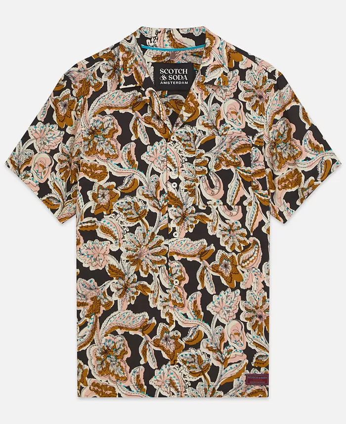 Printed Viscose Regular-Fit Short-Sleeved Shirt Lucky Bandana Multi