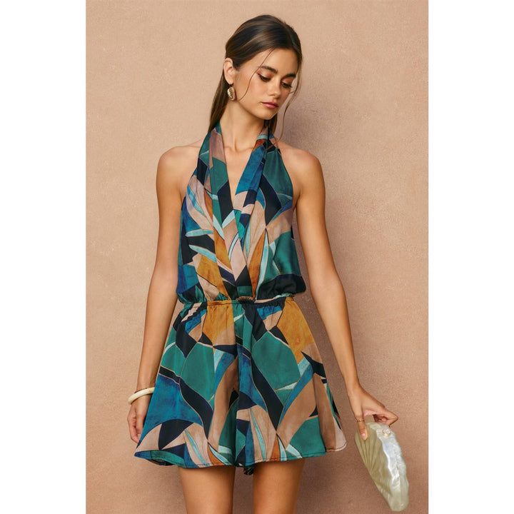 Abstract Halter Neck Romper (1)
