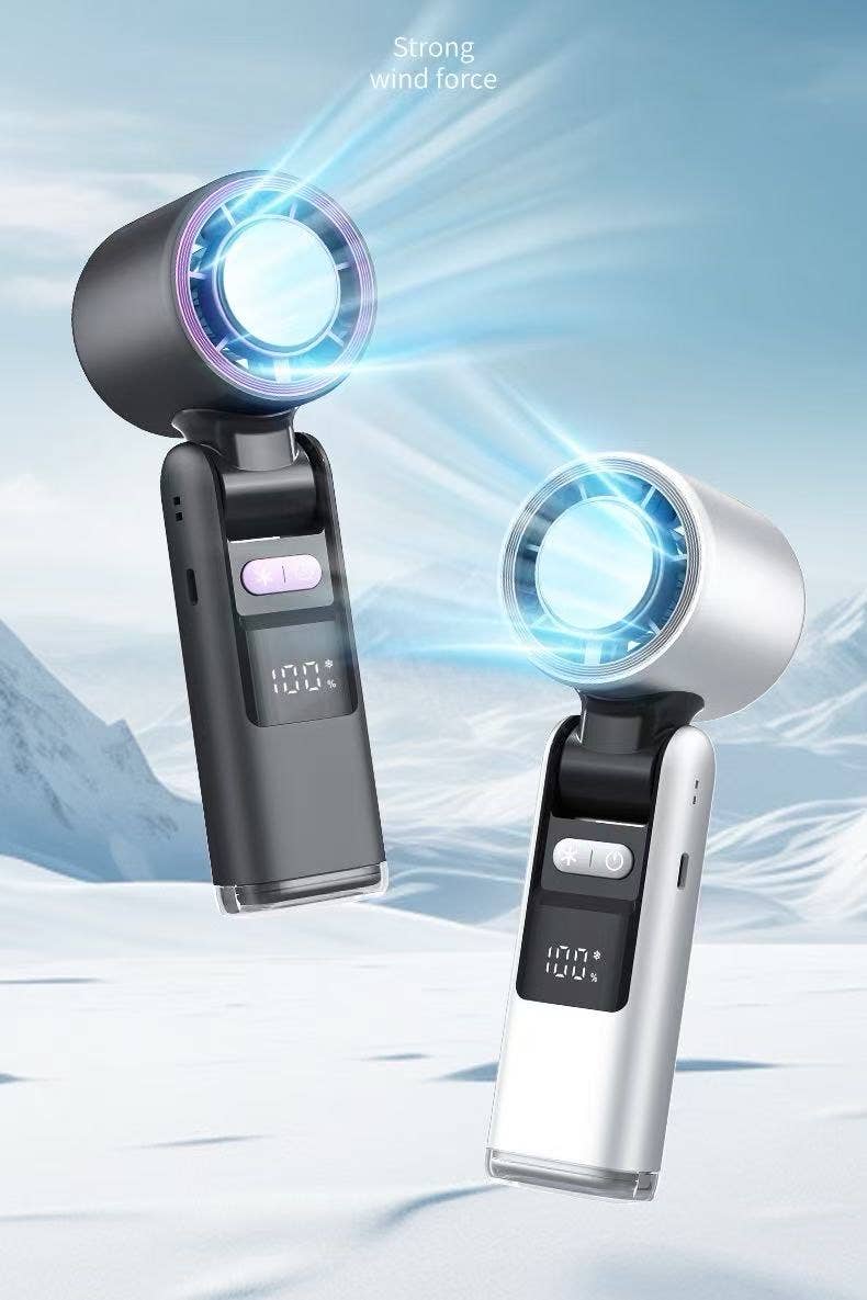 Handheld Ice Cooling Fan & Flashlight