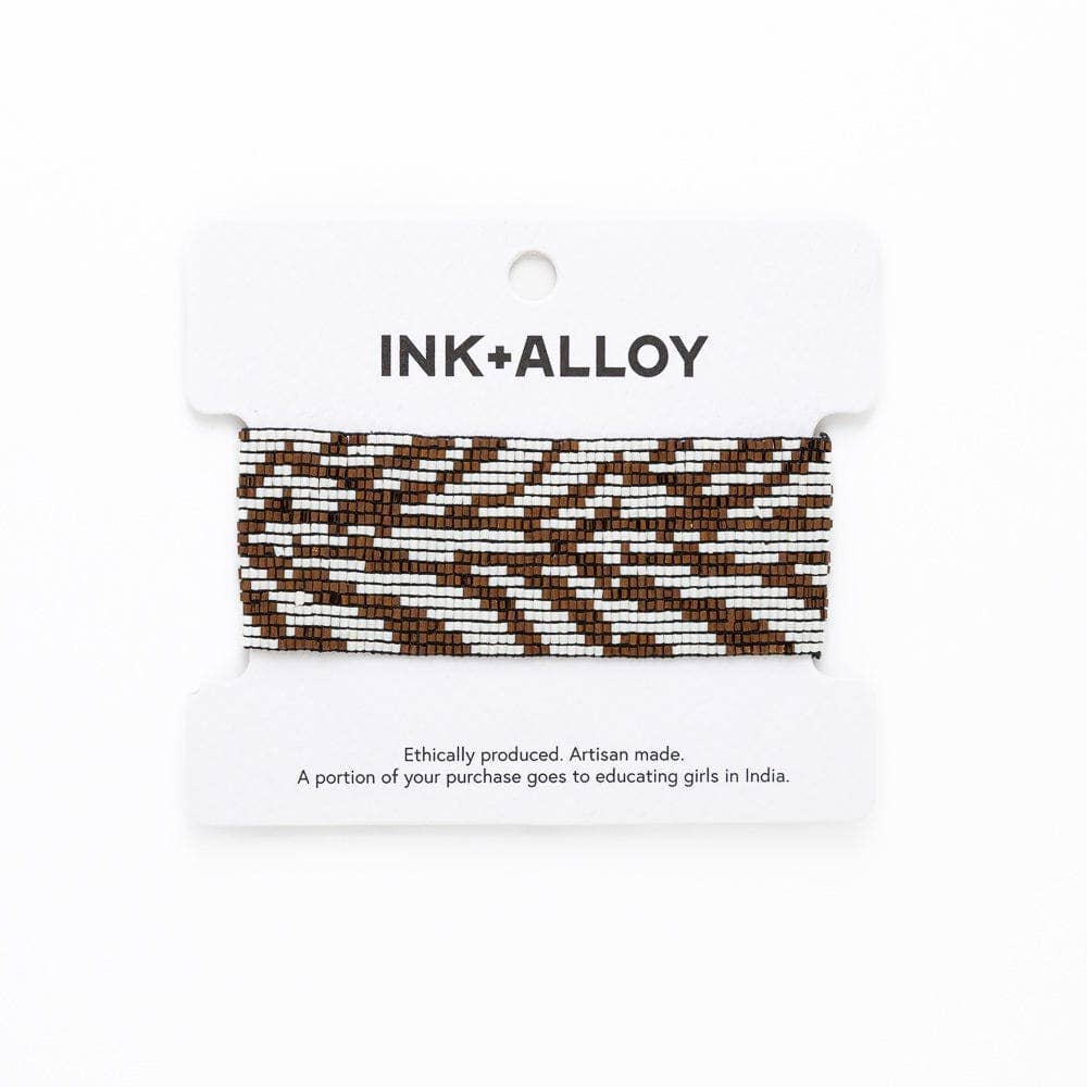 Brooklyn Zebra Print Beaded Stretch Bracelet Bronze