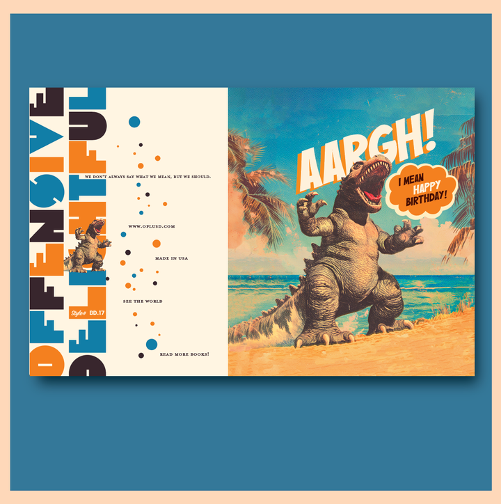 GODZILLA BEACH birthday card