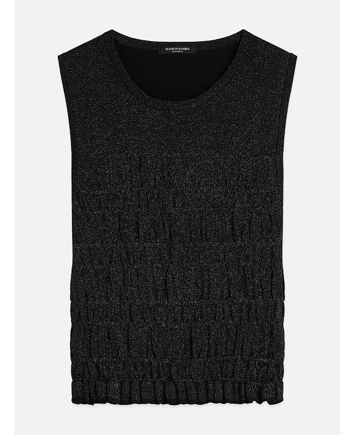 Smock Stitch Knitted Tank - Meteorite