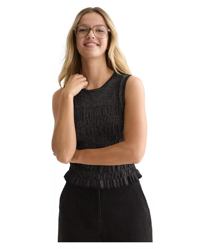 Smock Stitch Knitted Tank - Meteorite