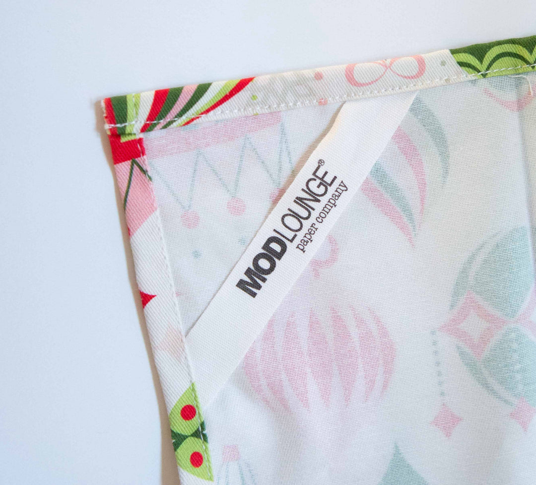 Retro Ornaments Holiday Tea Towel