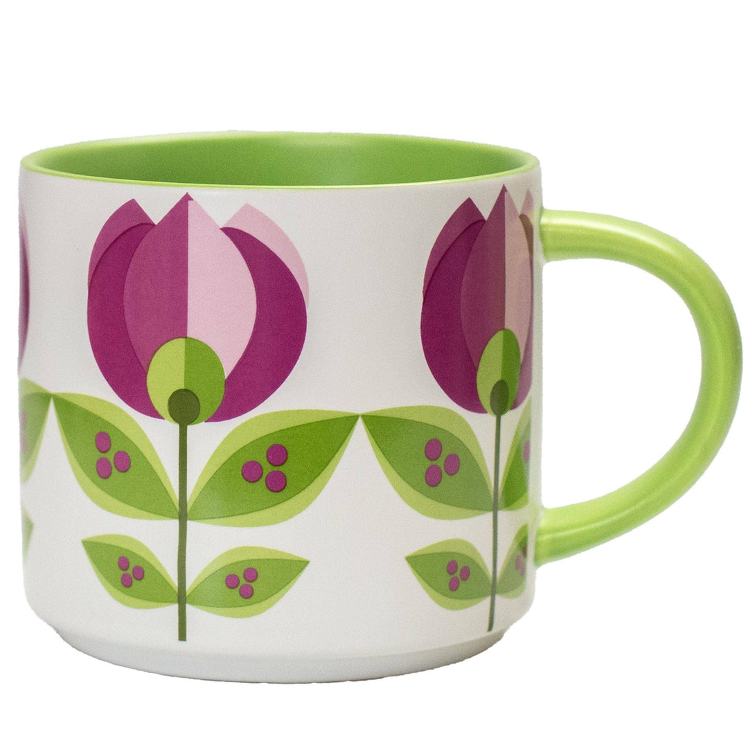 Tulip Flower Mid Century Modern Stackable Matte Coffee Mug