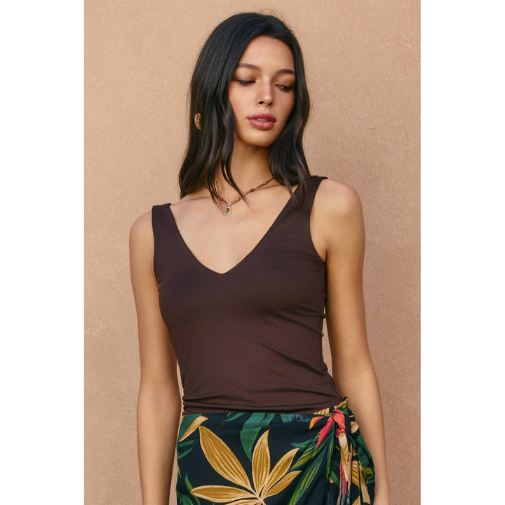 V Neck Double Faced Top