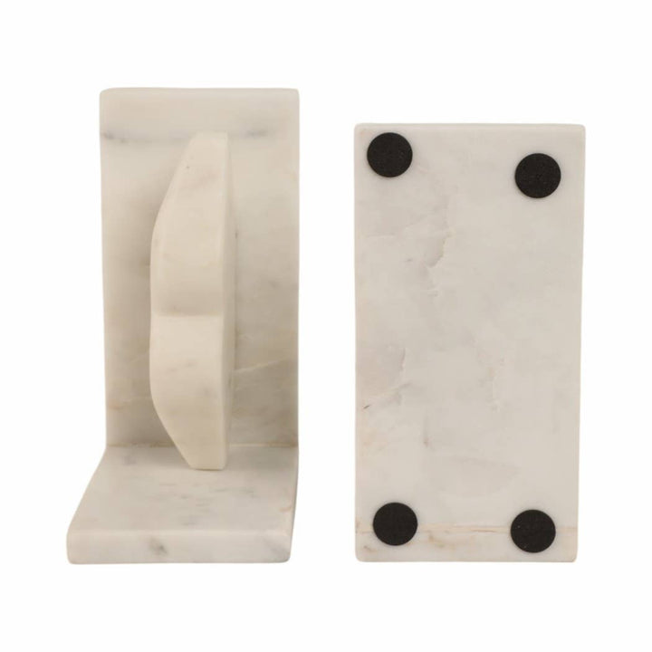 Bookends Set of 2 - White Marble Lips Design, 5 in.