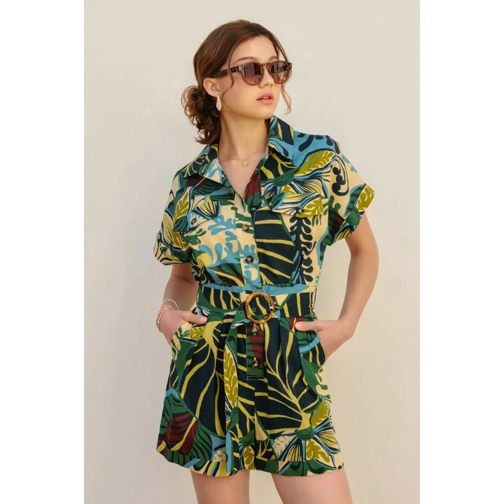 Beach House Rolled Short Sleeve Romper