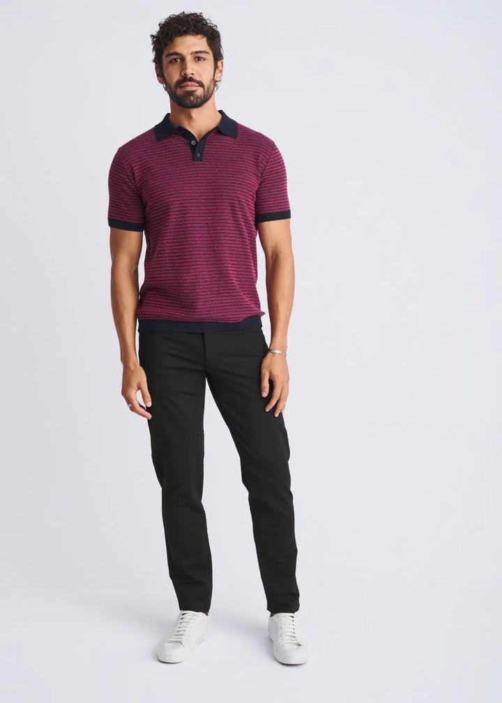 Bubble Gum/Navy Two Tone Textured Cotton 3-Button Knit Polo PM-16321