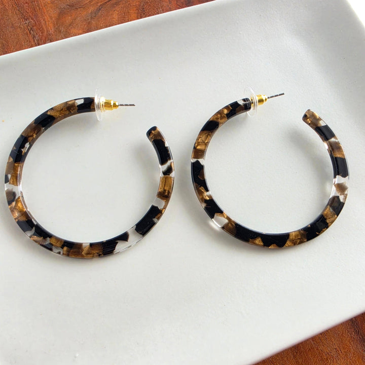 Cameron Hoop Earrings - Black & Bronze