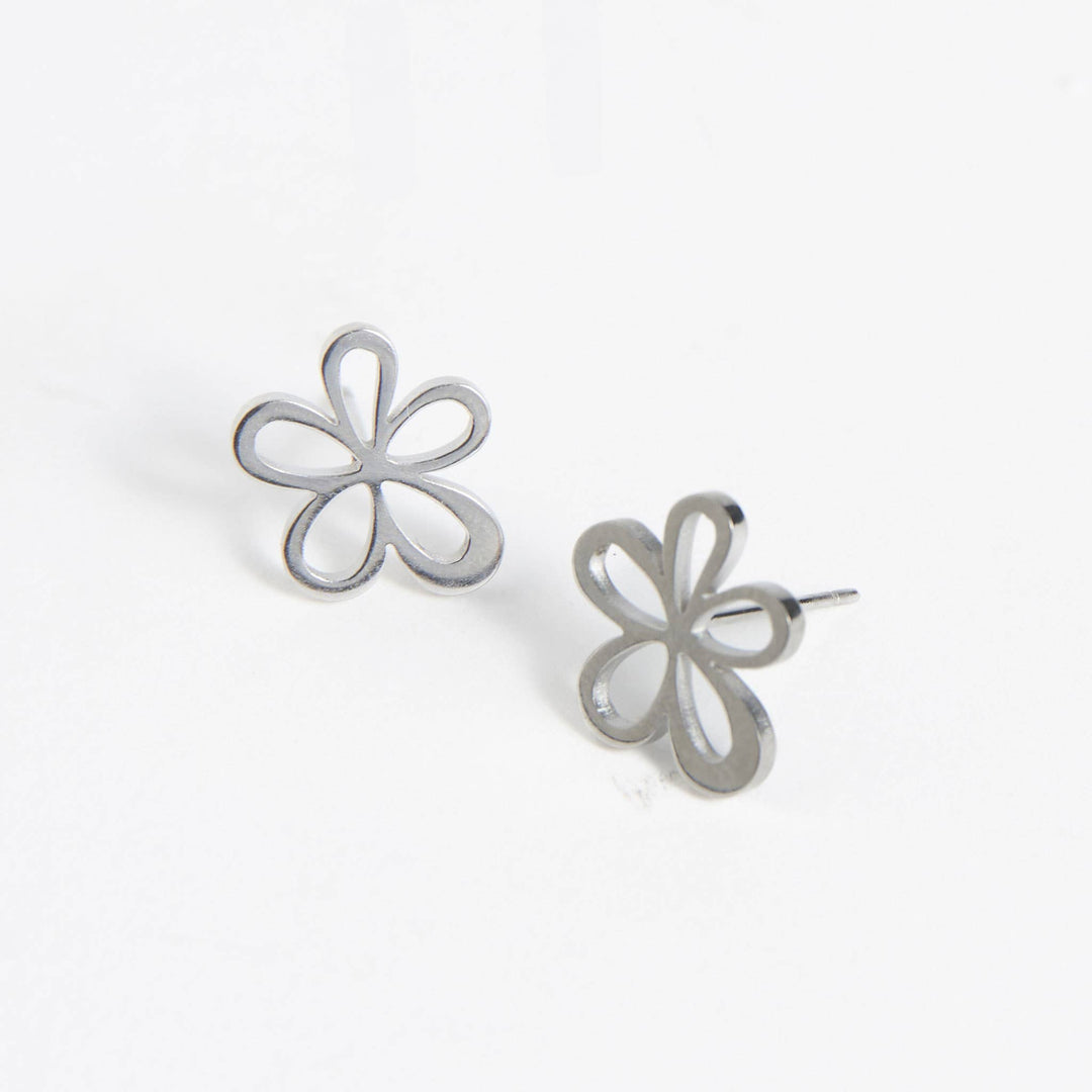 Waterproof Earrings Flower Studs in Gold & Stainless Steel