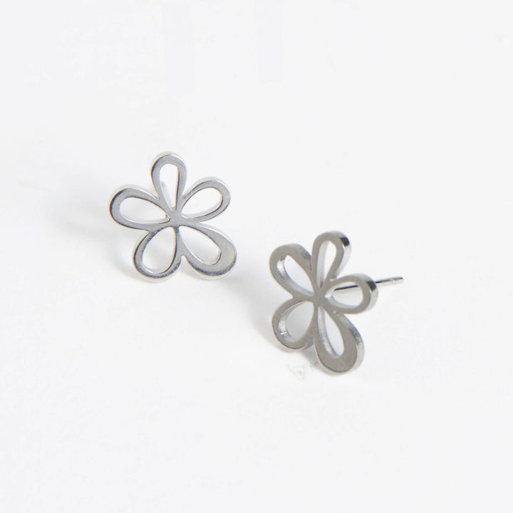 Waterproof Earrings Flower Studs in Gold & Stainless Steel