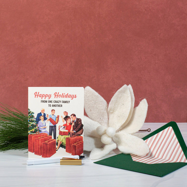 Crazy Family Christmas Funny Mid Century Greeting Card