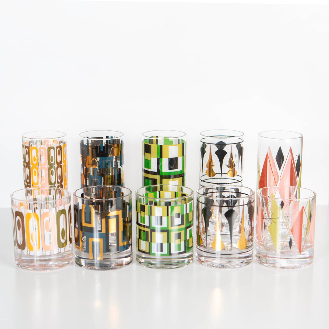 Tiki Mid Century Modern Vintage Whiskey Rocks Cocktail Glass
