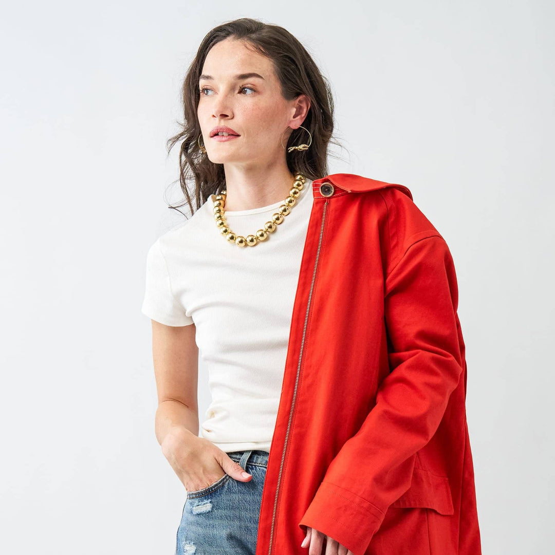 Iris Large Brass Bead Necklace Gold