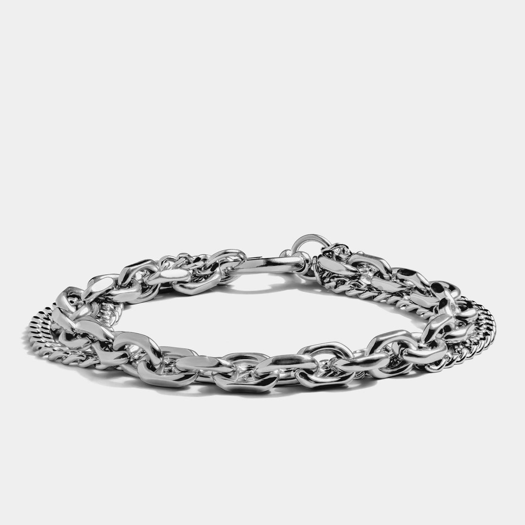 Atlas Silver Plated Double Chain Bracelet
