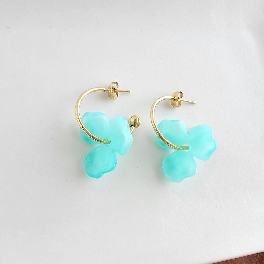 Magnolia Hoop Earrings - Aqua