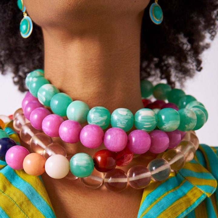 Iris Large Resin Bead Necklace Purple Wholesale