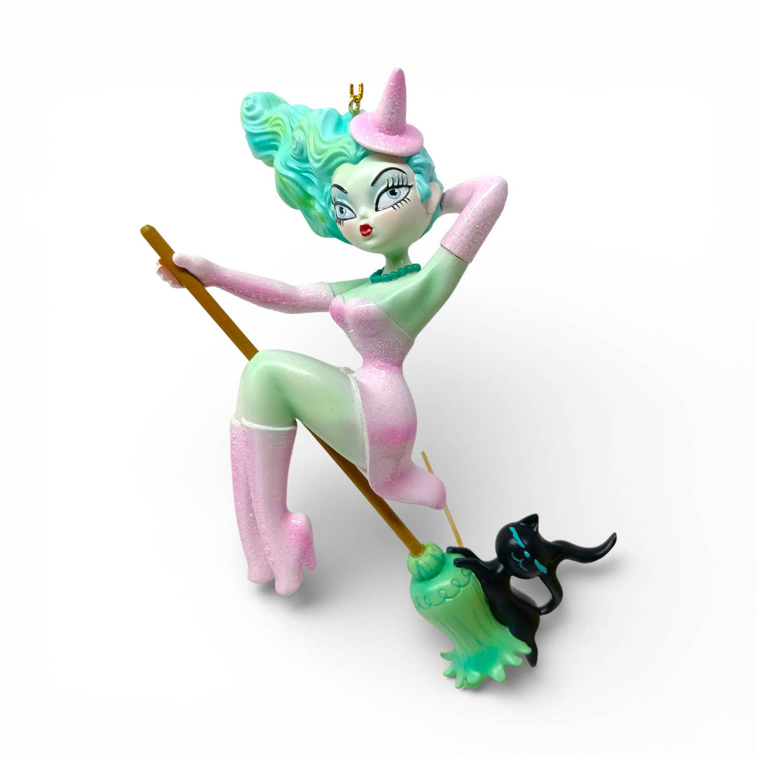 Loretta Pastel Candy Witch on Broom by Miss Fluff