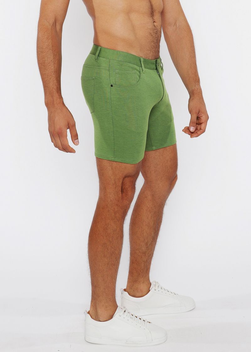 Pea Shoot 5" Inseam Solid Stretch Knit Jeans Shorts St-1932