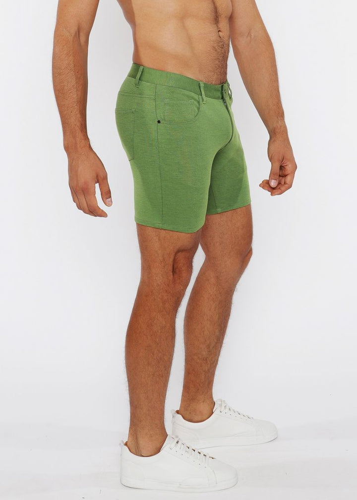 Pea Shoot 5" Inseam Solid Stretch Knit Jeans Shorts St-1932