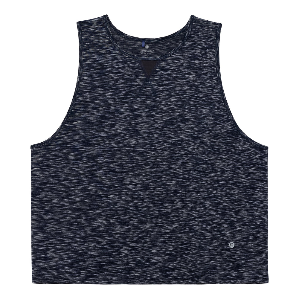 Heather Navy Melange Training Camp Muscle Tee - Parke & Ronen