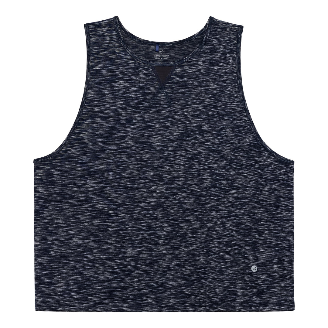 Heather Navy Melange Training Camp Muscle Tee - Parke & Ronen
