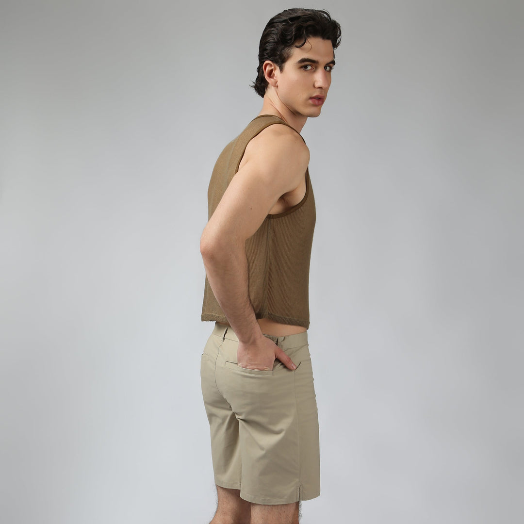 NEW- Taupe Poolside Knit Muscle Tee - Parke & Ronen