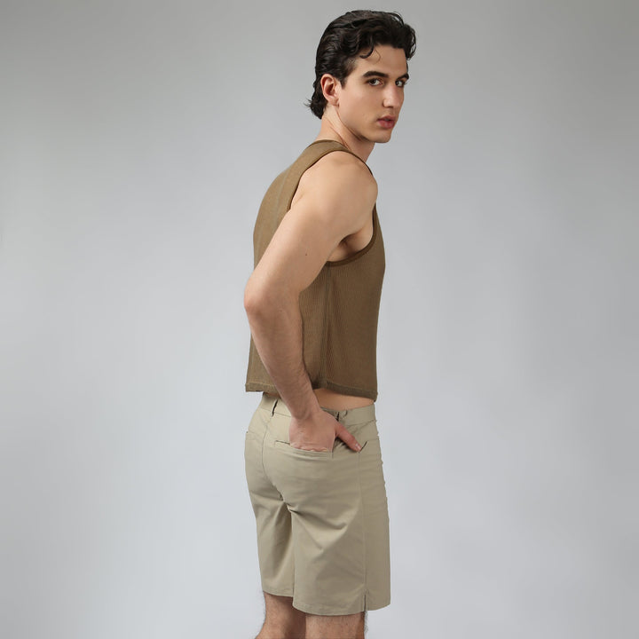 NEW- Taupe Poolside Knit Muscle Tee - Parke & Ronen