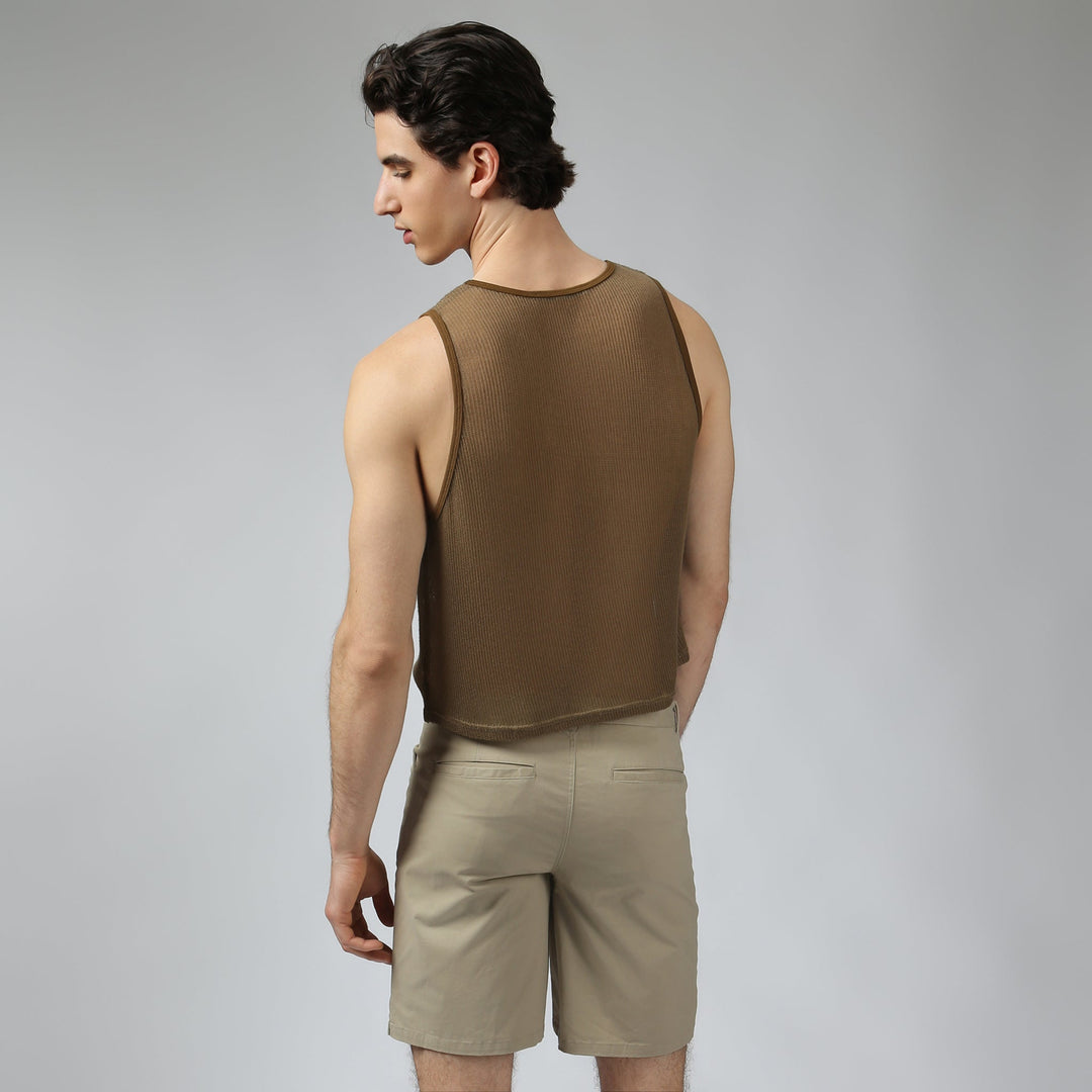 NEW- Taupe Poolside Knit Muscle Tee - Parke & Ronen