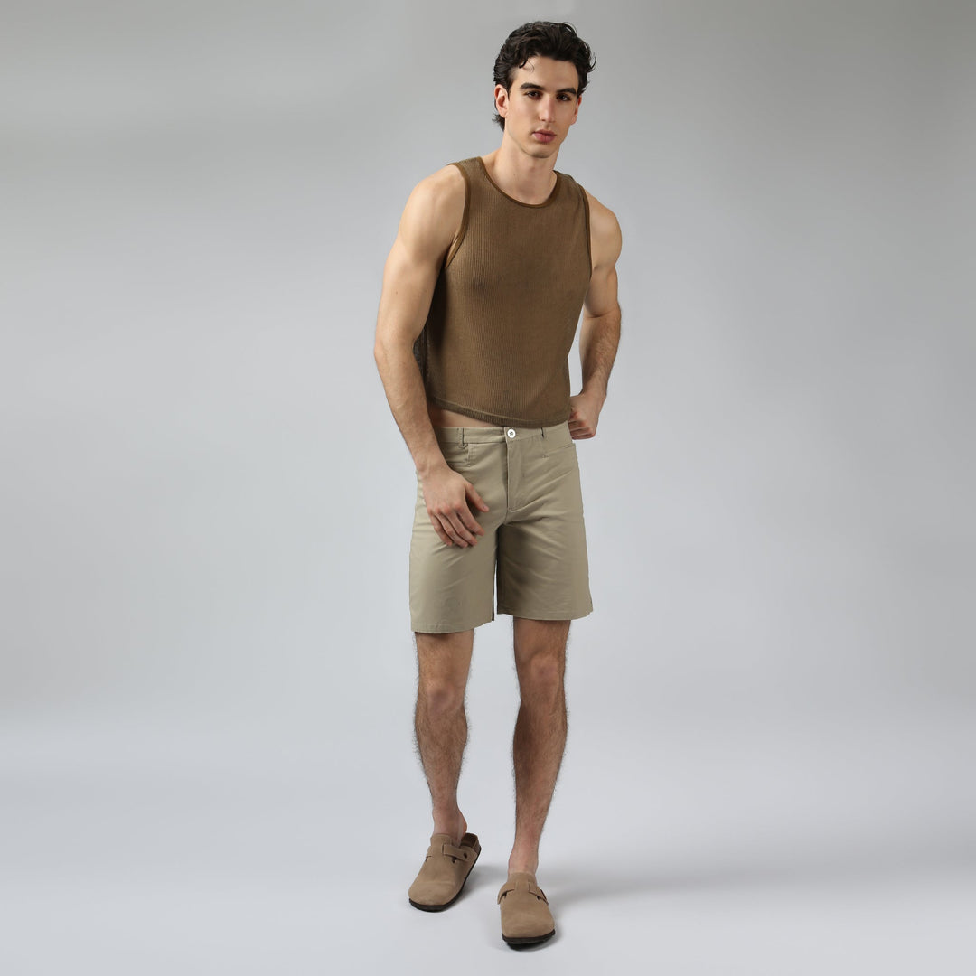 NEW- Taupe Poolside Knit Muscle Tee - Parke & Ronen