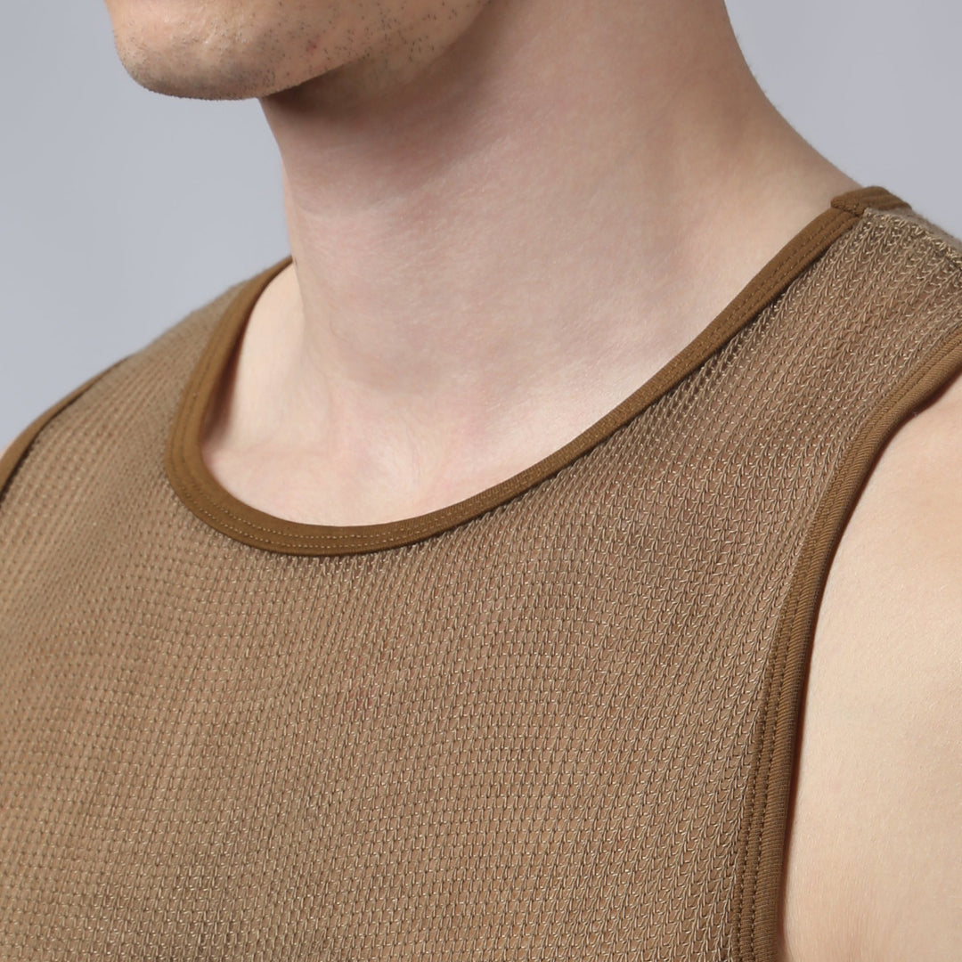 NEW- Taupe Poolside Knit Muscle Tee - Parke & Ronen