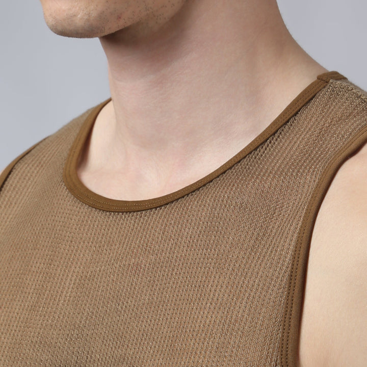 NEW- Taupe Poolside Knit Muscle Tee - Parke & Ronen