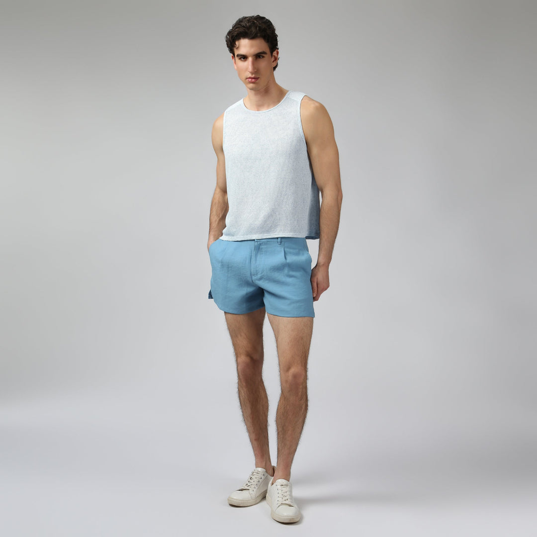 Sea Mist Pointillist Muscle Tee - Parke & Ronen