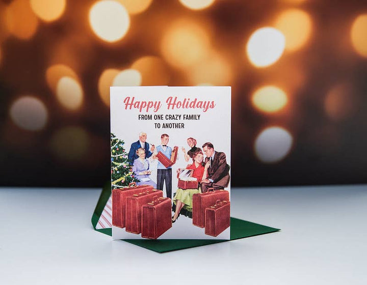 Crazy Family Christmas Funny Mid Century Greeting Card