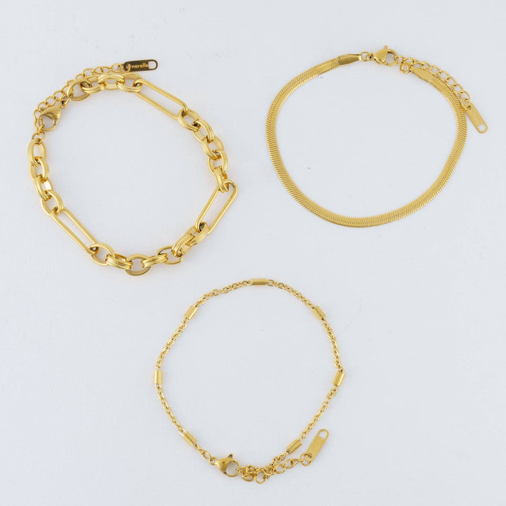 Waterproof Bracelets Narelle Snake Chain Trio Set Yellow Gold