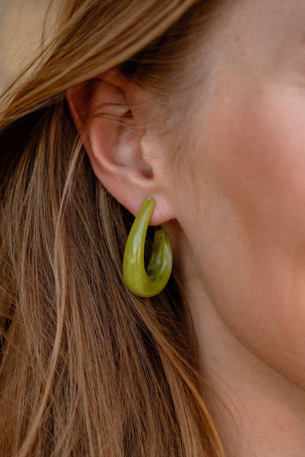 Julie Hoop Earrings - Olive Green
