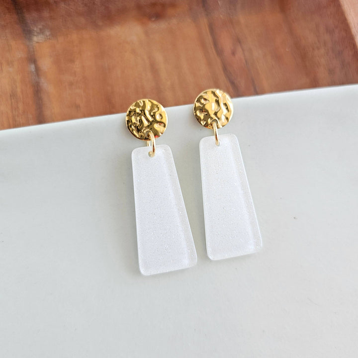 Mia Mini Earrings - White Glitter // Jewelry, Game Day