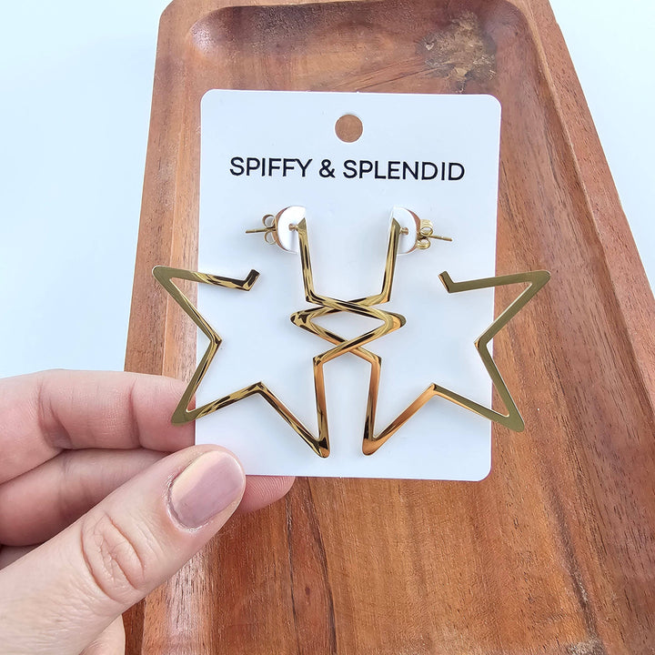 Luxe Star Hoop Earrings - Gold