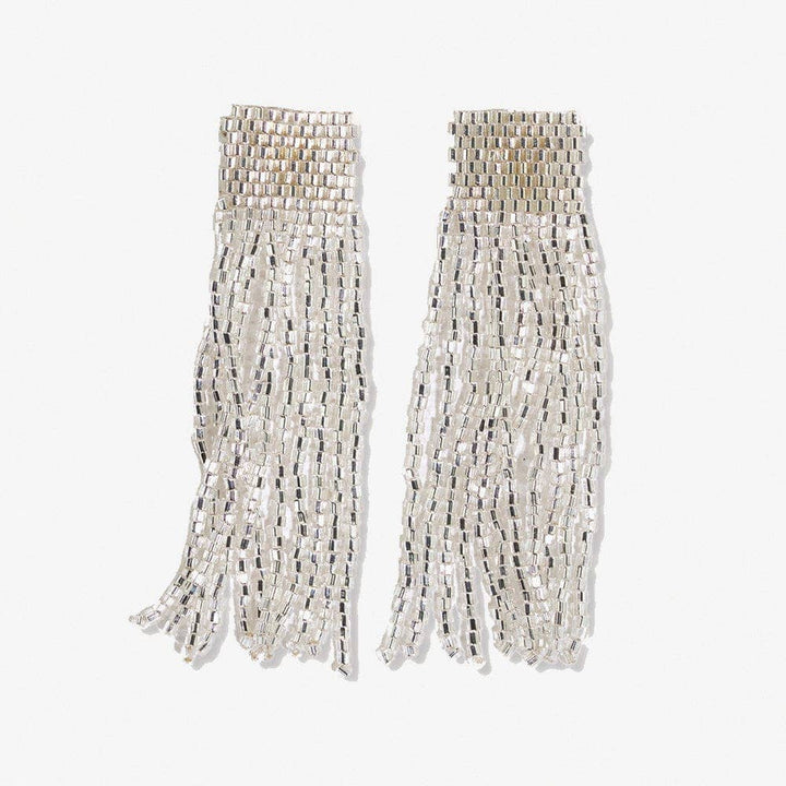 Marilyn Solid Beaded Fringe Earring Silver