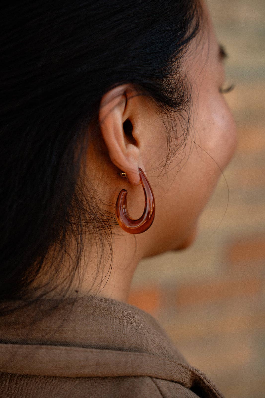 Julie Hoop Earrings - Amber