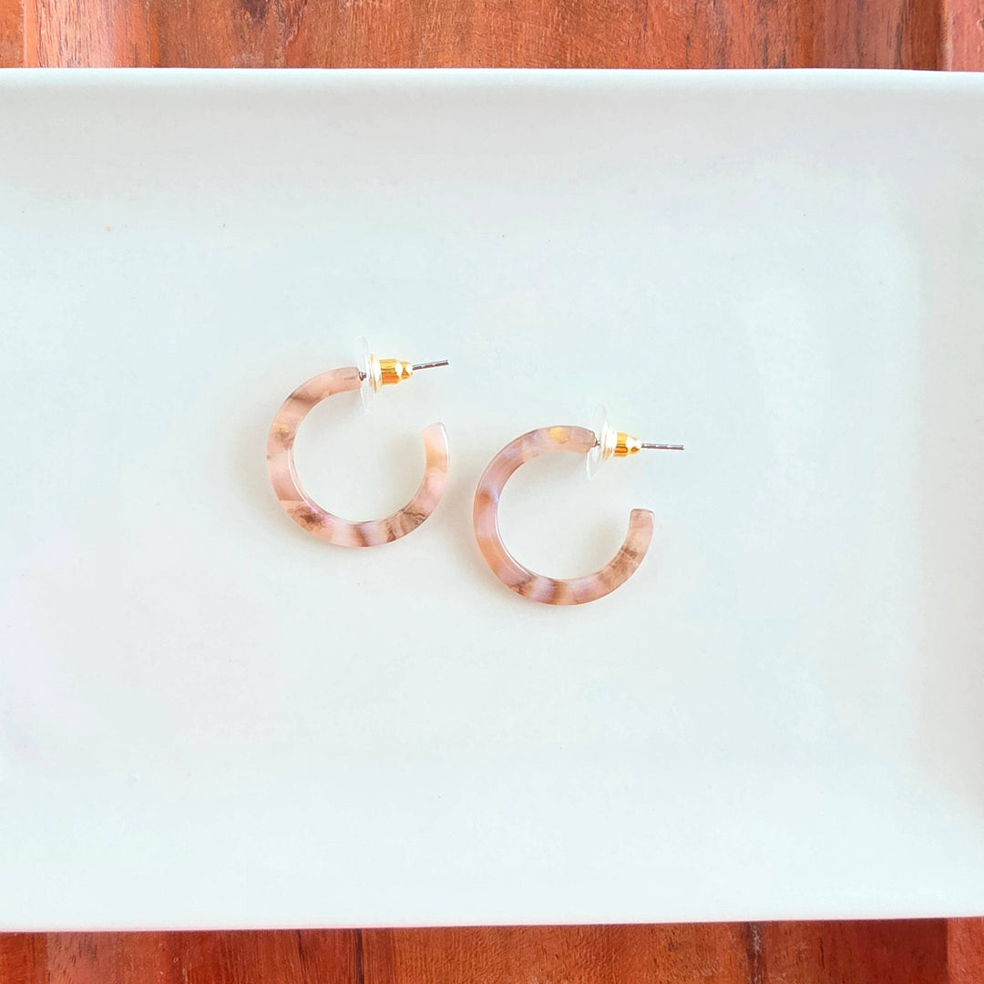Cam Mini Hoop Earrings - Shimmering Taupe