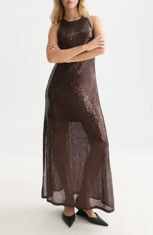 Sequins Maxi Dress - Shale