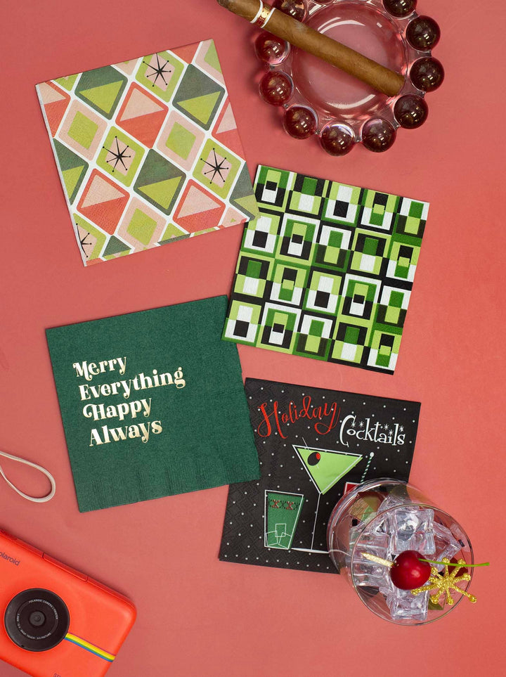 Holiday Cocktails Mid Century Modern Beverage Napkin