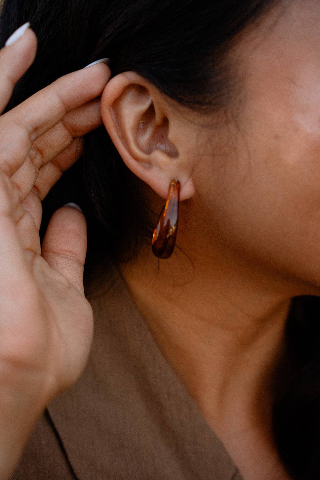 Julie Hoop Earrings - Amber